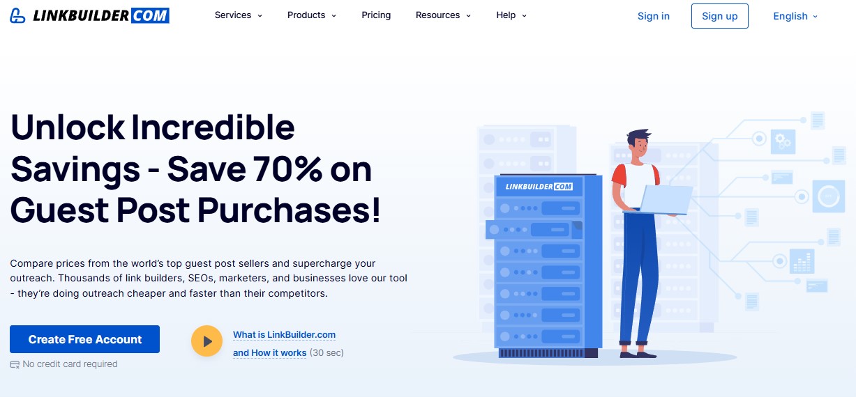 LinkBuilder.com platform home page